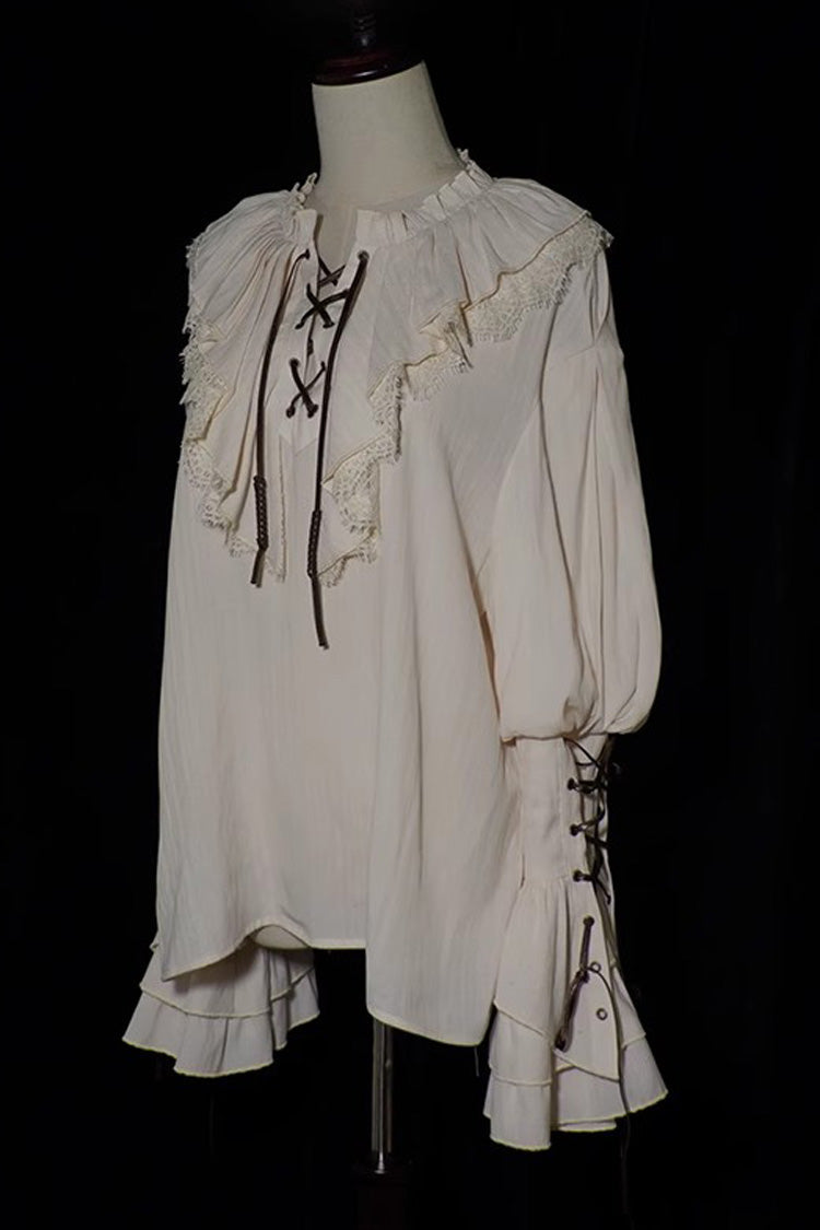 Ivory Pirate Navigation Treasure Hunting Ouji Lolita Blouse - image 4