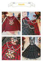 Christmas Vintage Lolita Skirts Doll Collar Blouse Plaid Skirt Set - image 29