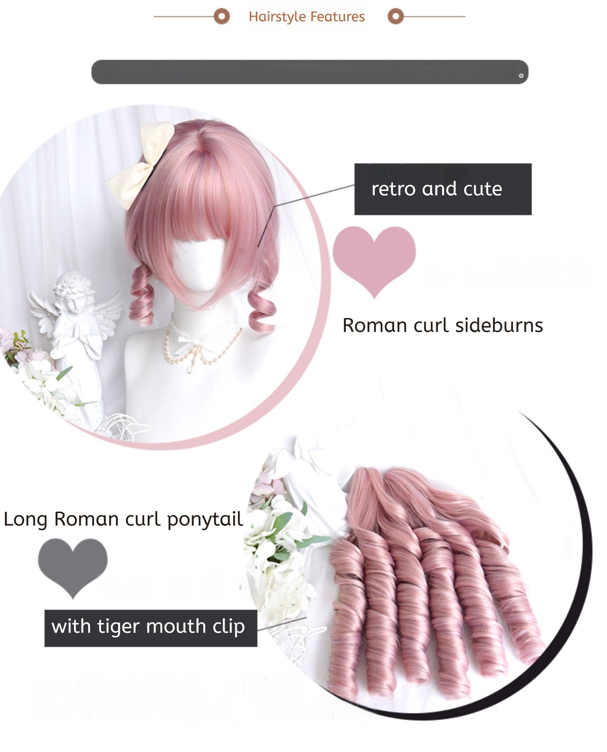 Sweet Lolita Wig, Detachable Roman Curl Ponytail - image 7