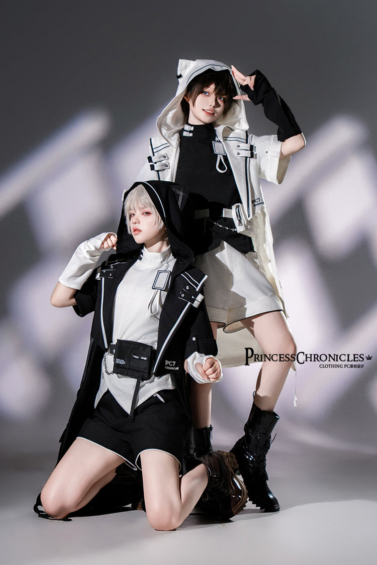 Functional Style Ouji Cat-Ear Long Coat in Black - image 7
