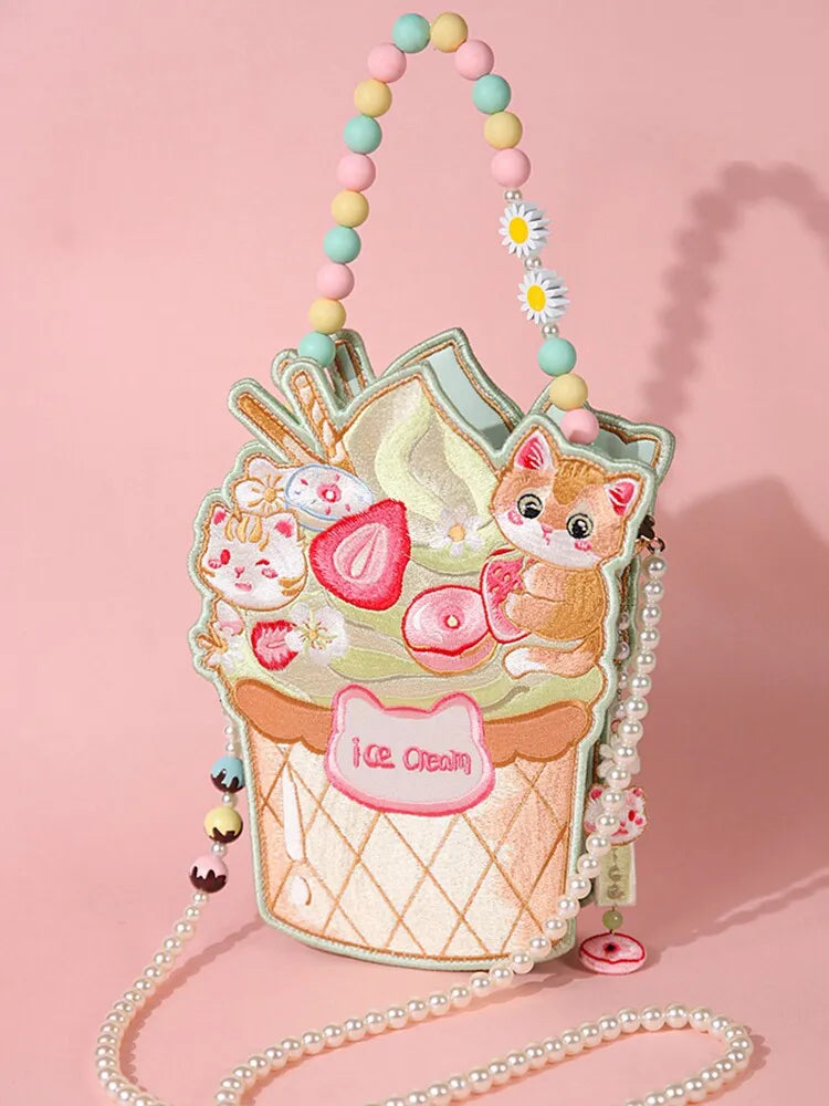 Double-Sided Ice Cream Embroidery Lolita Crossbody Bag - image 5