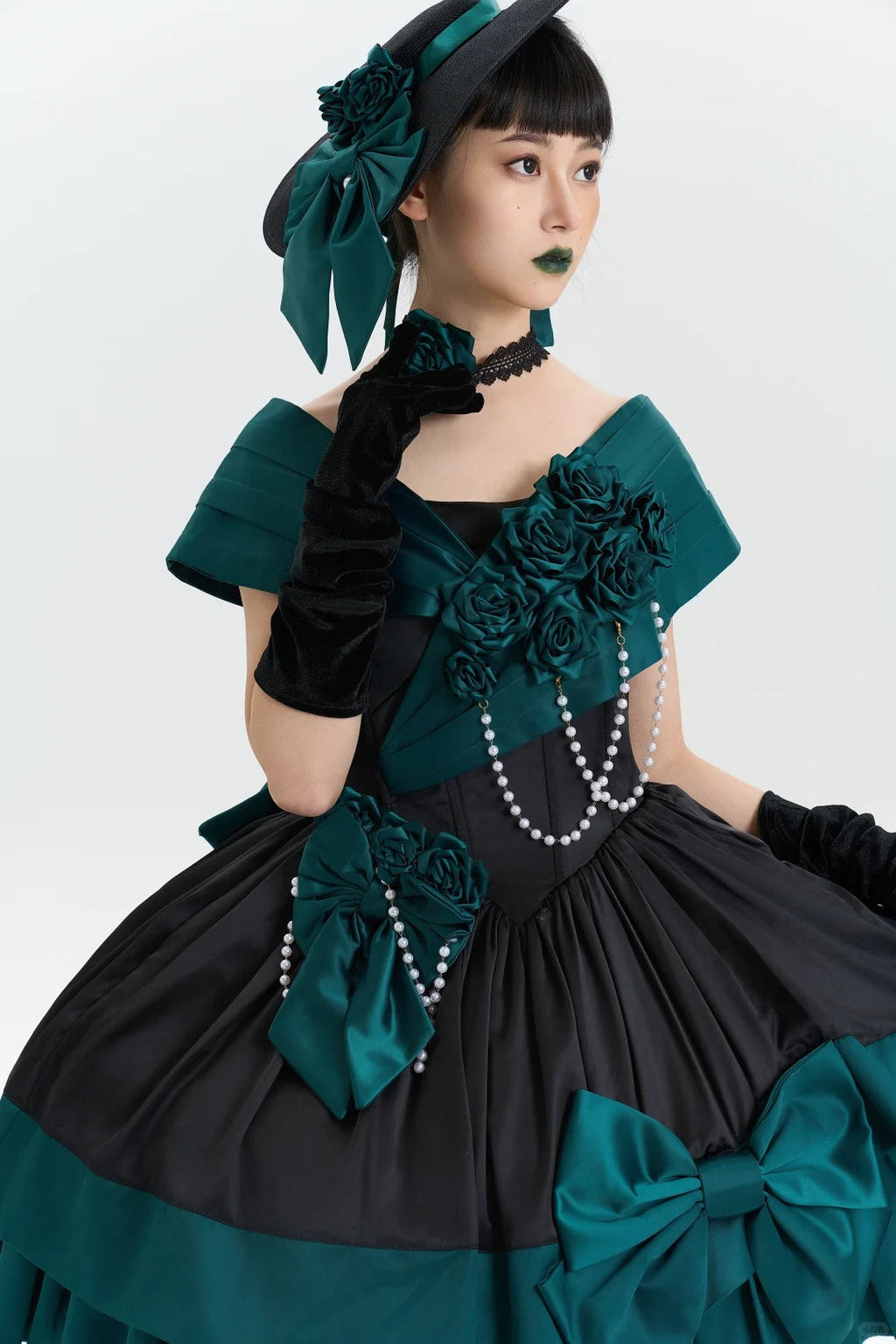 Treasure Chest Rose Lolita Green Dress - image 2