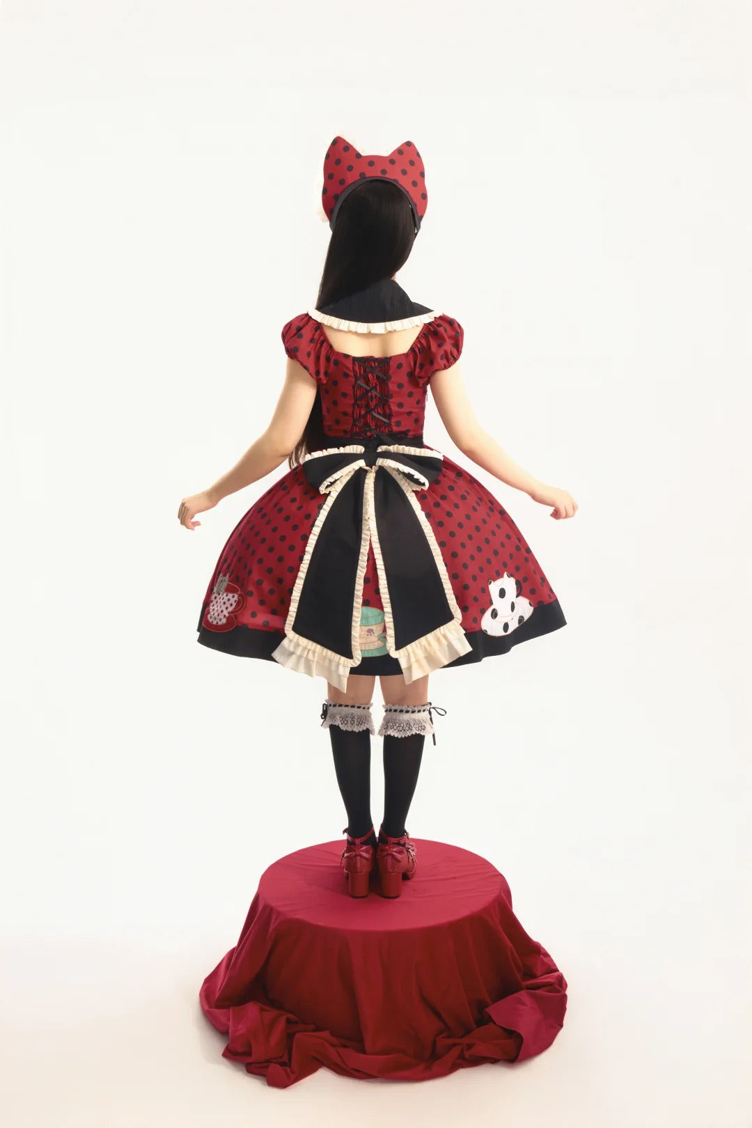 Teacup Cat - Vintage Polka-Dot Lolita OP Set - image 7