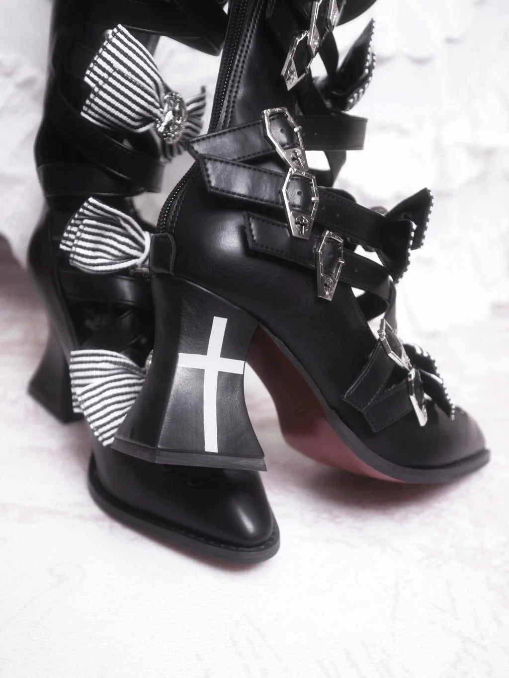 Moon Crow - Gothic Lace-Up Half-Cutout Boots - image 7