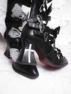 Moon Crow - Gothic Lace-Up Half-Cutout Boots - image 7
