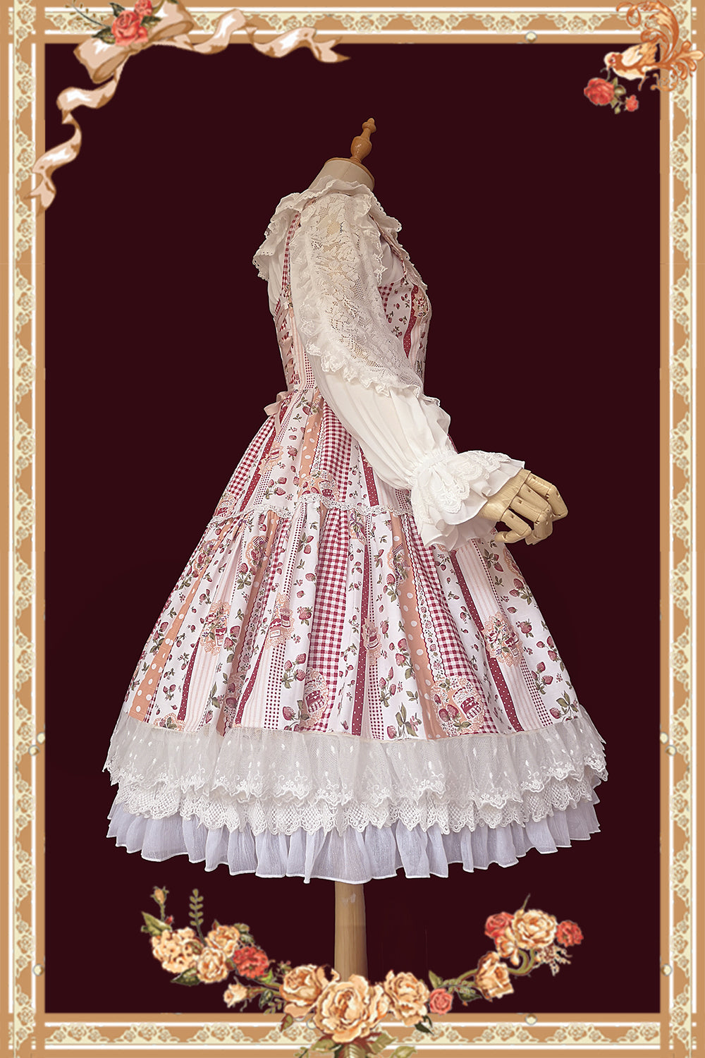 Strawberry Plaid - Sweet Lolita JSK Dress - image 4