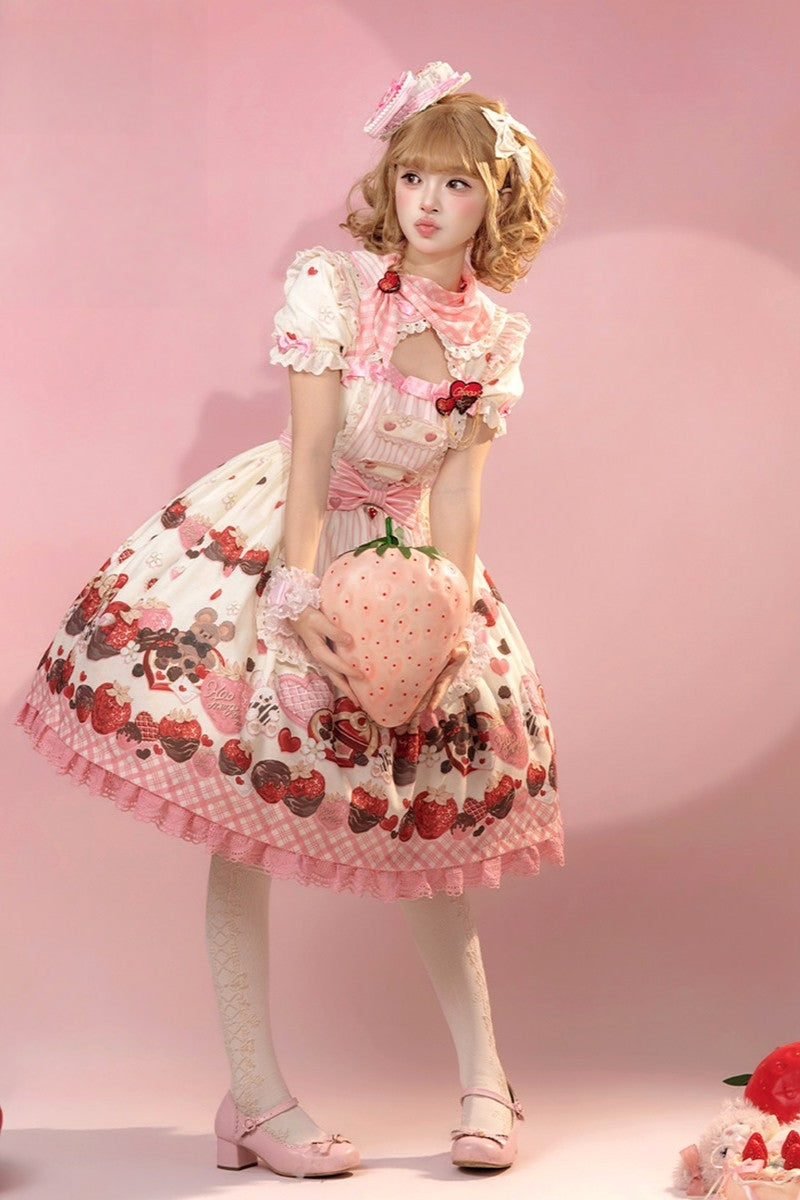 Peach Berry Charm - Sweet Lolita OP Dress and Accessories - image 9