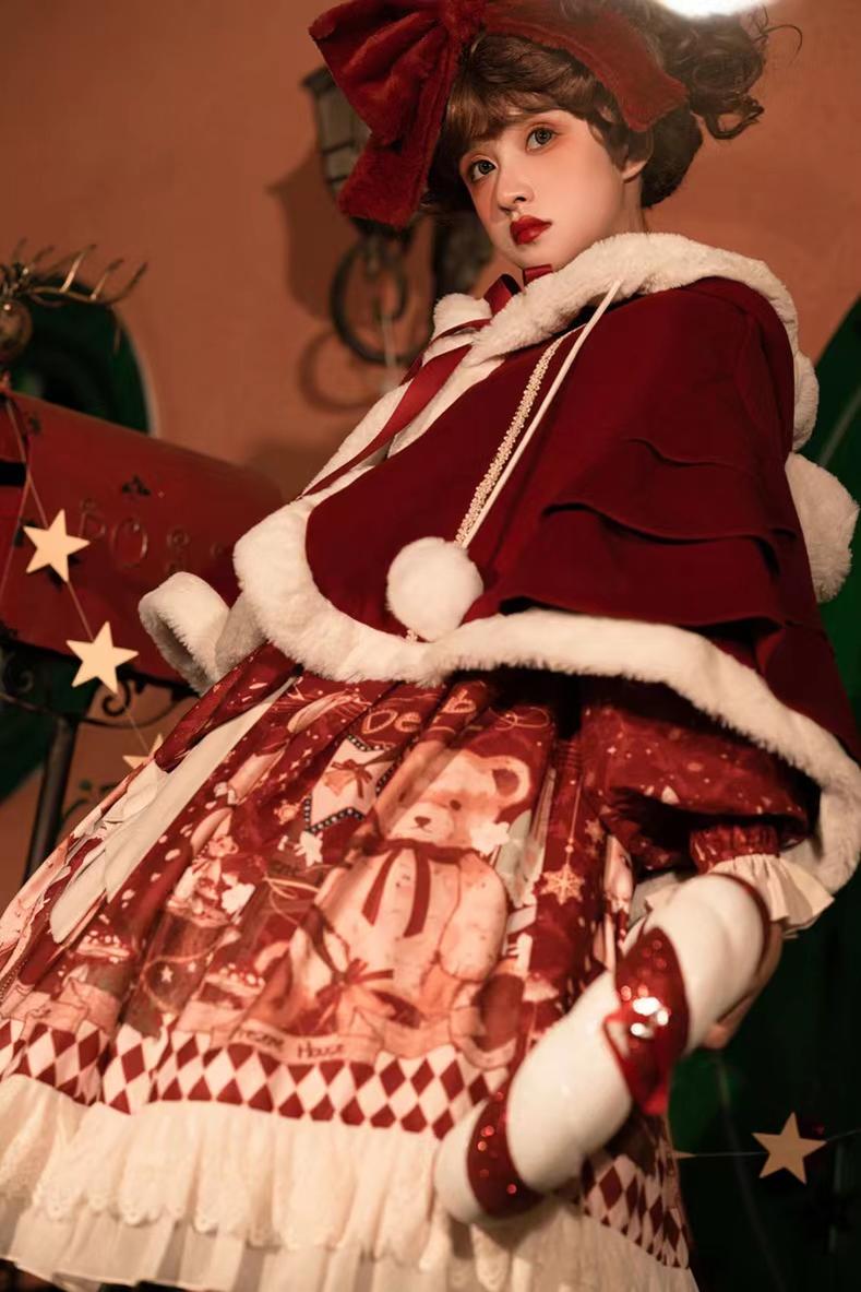 Bear Gift - Sweet Lolita OP Dress and Short Cape - image 7
