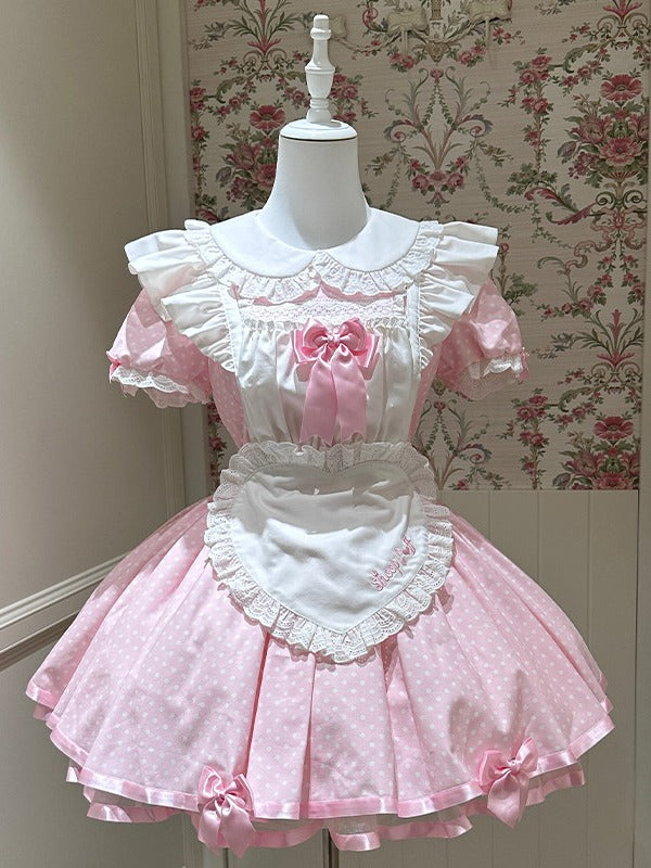 Pink Maid OP with Striped Lace Details - image 1