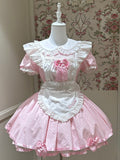 Pink Maid OP with Striped Lace Details - image 1