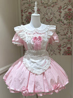 Pink Maid OP with Striped Lace Details - image 1