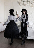 Dusk Moment - Classic Lolita Striped OP & Mermaid Dress Set, Fishbone Waist - image 3