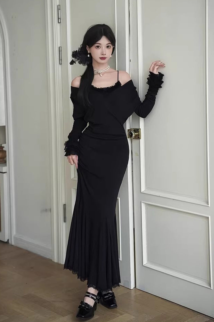 Secret Crush - Long Sleeves Gothic Lolita Fishtail Dress & Top Options - image 4