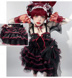Shisan District - Wedding Lolita OP Suit with Angel Demon Wings - image 16