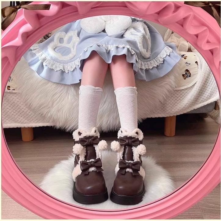 Furry Bear - Winter Cute Lolita Short Snow Boots - image 16