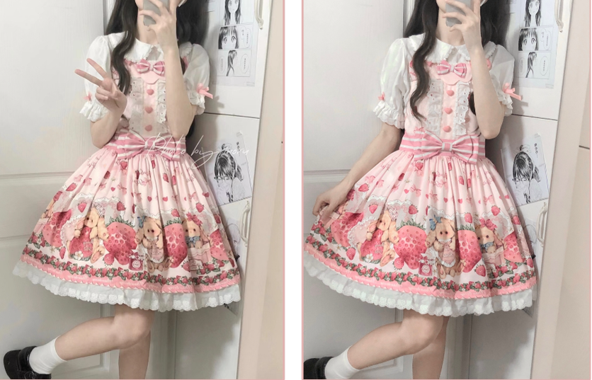Rabbit Berry Gift Box - Sweet Lolita Salopette and Dress Set - image 38