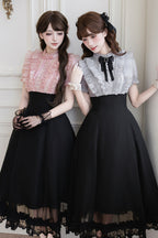 Miss Lola · Snow Kiss - Stand Collar Short Puff Sleeves Ruffled Color-Blocked Faux Two-Piece Sweet Lolita Long Dress 3 Colors - image 9