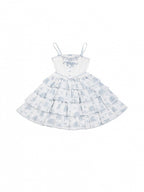 Blue and White Floral Print Lolita JSK with Bow Details - image 2