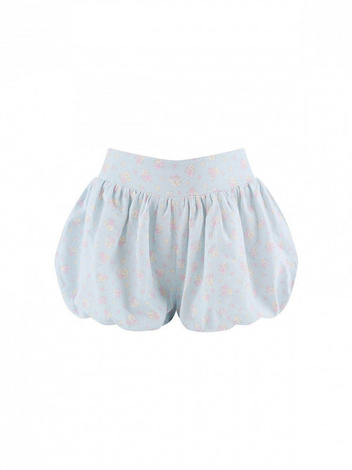 Blue Floral Print Bubble Shorts - serendipity - image 1