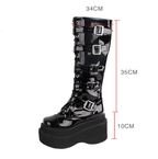 J-fashion Punk Lolita Classic Black High Boots - image 7