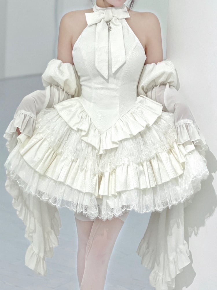 White Cutout Halter Neck JSK Lolita Dress | Diamond Honey - image 3