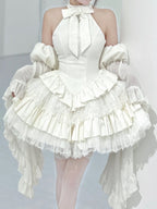 White Cutout Halter Neck JSK Lolita Dress | Diamond Honey - image 3