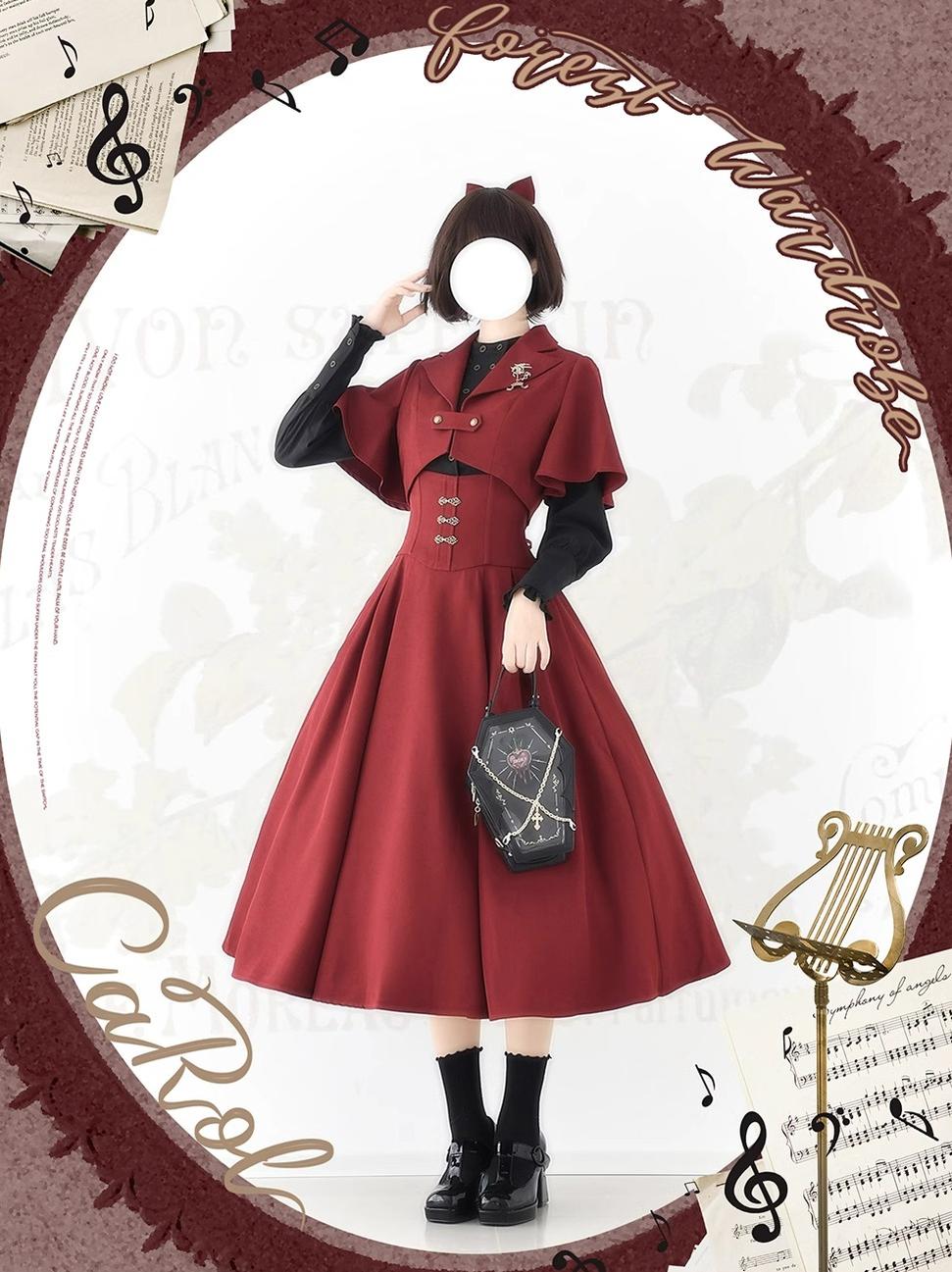 Vintage Lolita Fishbone Halter Skirt and Autumn Jacket - image 12