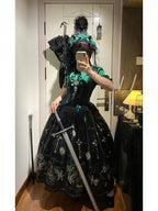 Green Rosette and Skull Print Gothic Corset JSK - image 13