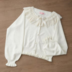 Graceful Dream - Retro Kawaii Lolita Sweater Cardigan, Ruffled Lace Neckline - image 4
