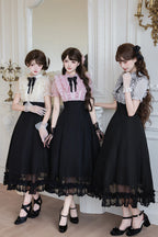 Miss Lola · Snow Kiss - Stand Collar Short Puff Sleeves Ruffled Color-Blocked Faux Two-Piece Sweet Lolita Long Dress 3 Colors - image 2