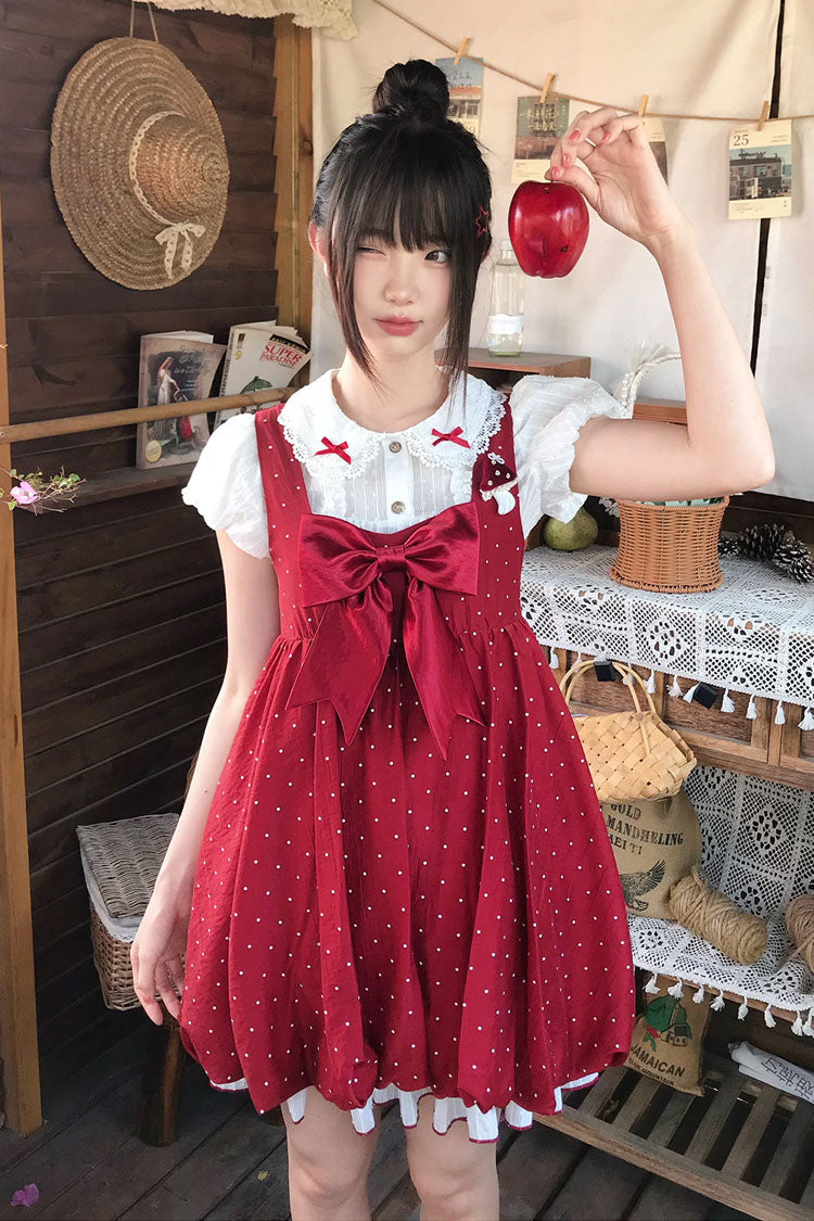 Little Mushroom Sweet Lolita JSK Dress in Red - image 1