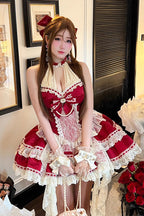 Beloved Young Lady - Sweet Lolita Halterneck Dress in Red - image 4