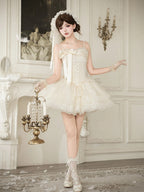 Boned Corset Waist Spaghetti Strap Tiered Lolita JSK Dress - image 3
