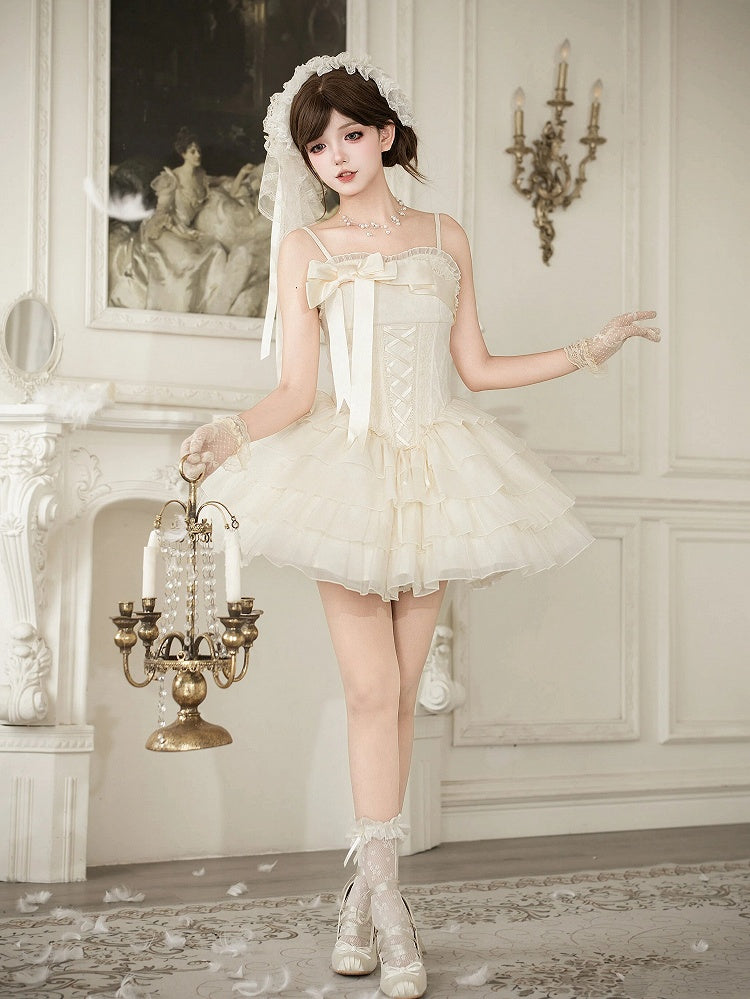 Creamy Boned Corset Short JSK Dress and Accessory Set - image 3
