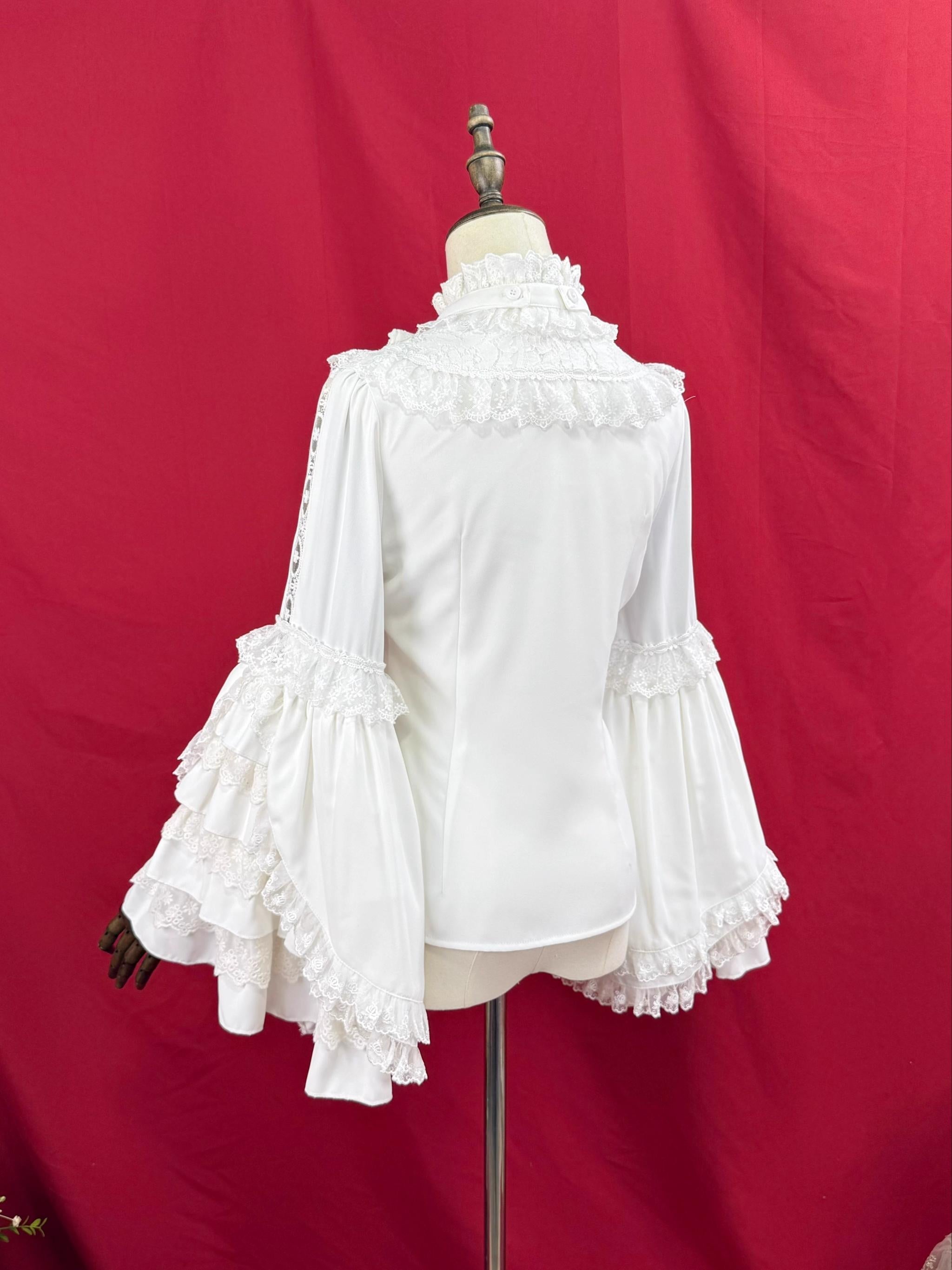 Hime Sleeved Classic Lolita Shirt, Detachable Bow - image 3