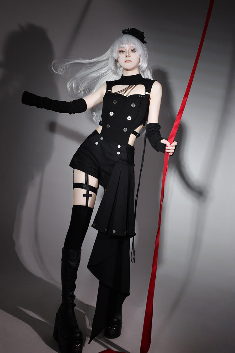 Masquerade Phantom Thief - Cut-Out Gothic Ouji Lolita Shorts Set - image 6