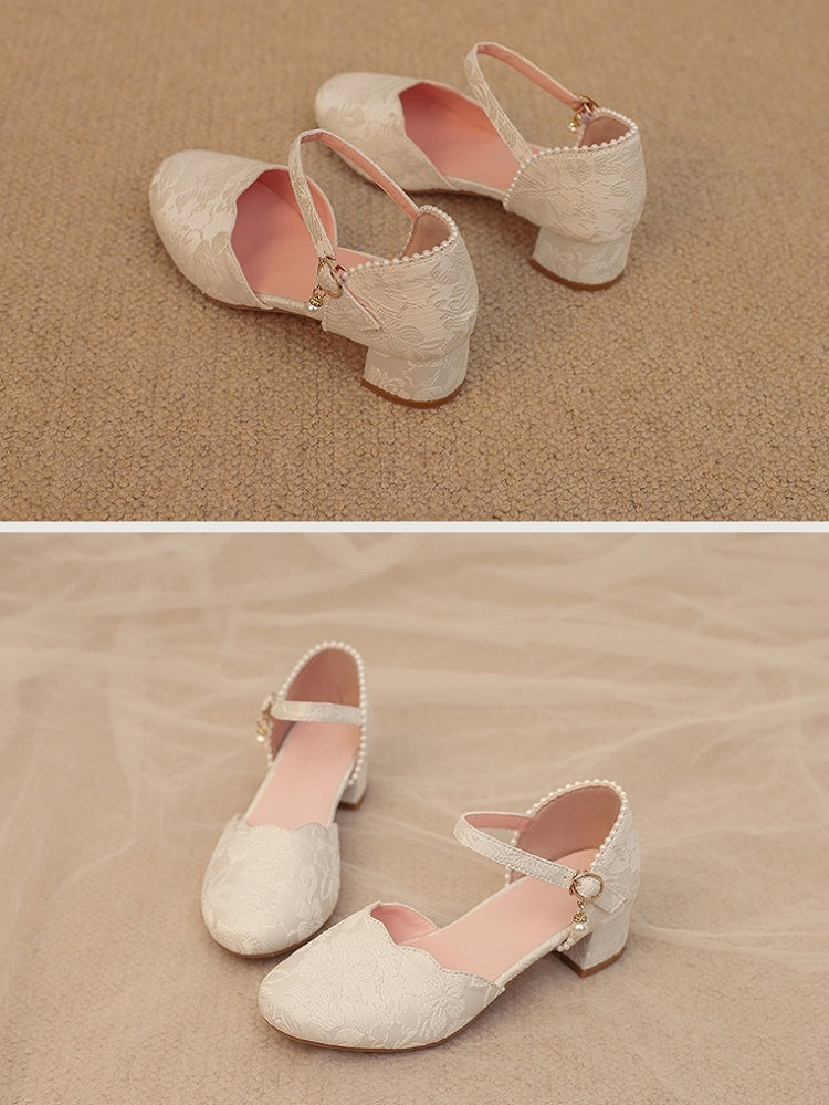 Qi-Inspired Beige Beaded Heel Lolita Sandals - image 7