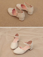 Qi Lolita Scalloped Satin Heel Sandals with Pearl Beads - image 7