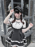 Shirohato Black and White Jirai Kei Dress Choker and Shorts Set - image 2