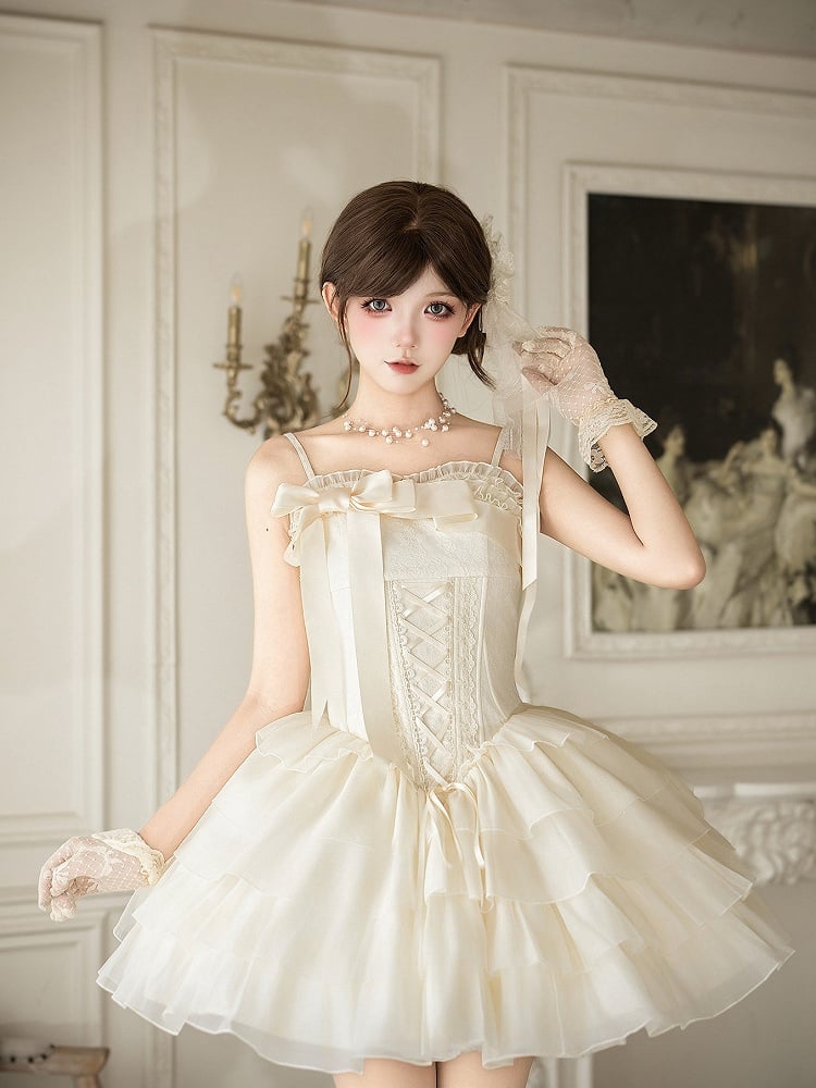 Creamy Boned Corset Short JSK Dress and Accessory Set - image 4