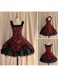 Red and Black Lace Trim JSK Gothic Lily - Miss Point - image 1