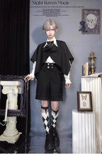 Night Raven Magic - Ouji Lolita Dress Set, Suspender Shorts & Cape - image 15