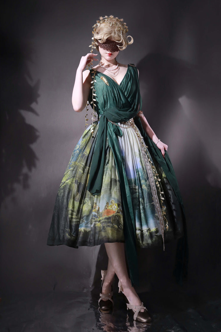 Grace in Favor - Oil Painting Sweet Lolita JSK Dress & Shoulder Sash - image 6
