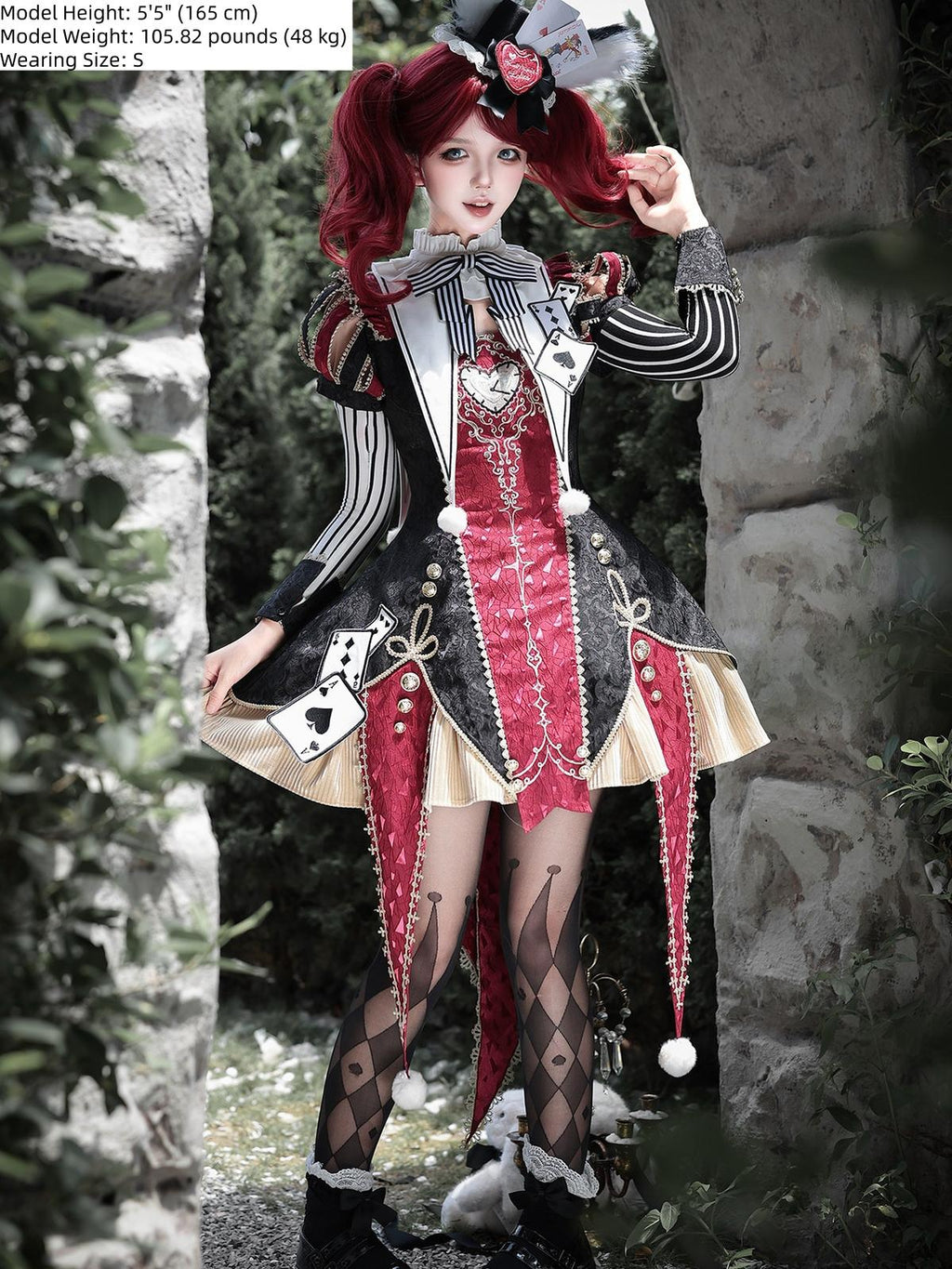 Gothic Lolita Jacquard Dress with Pointed Tail Hem and Accessories - image 7
