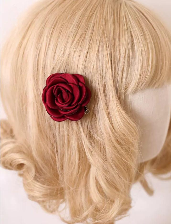 Retro Lolita Brooch Rose Hairpins Flower Headdress - image 3