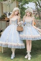 Island Diary - Square Collar Flutter Sleeves Triple-Layered Ruffled Lace-Up Sweet Lolita JSK Dress 2 Versions - image 1