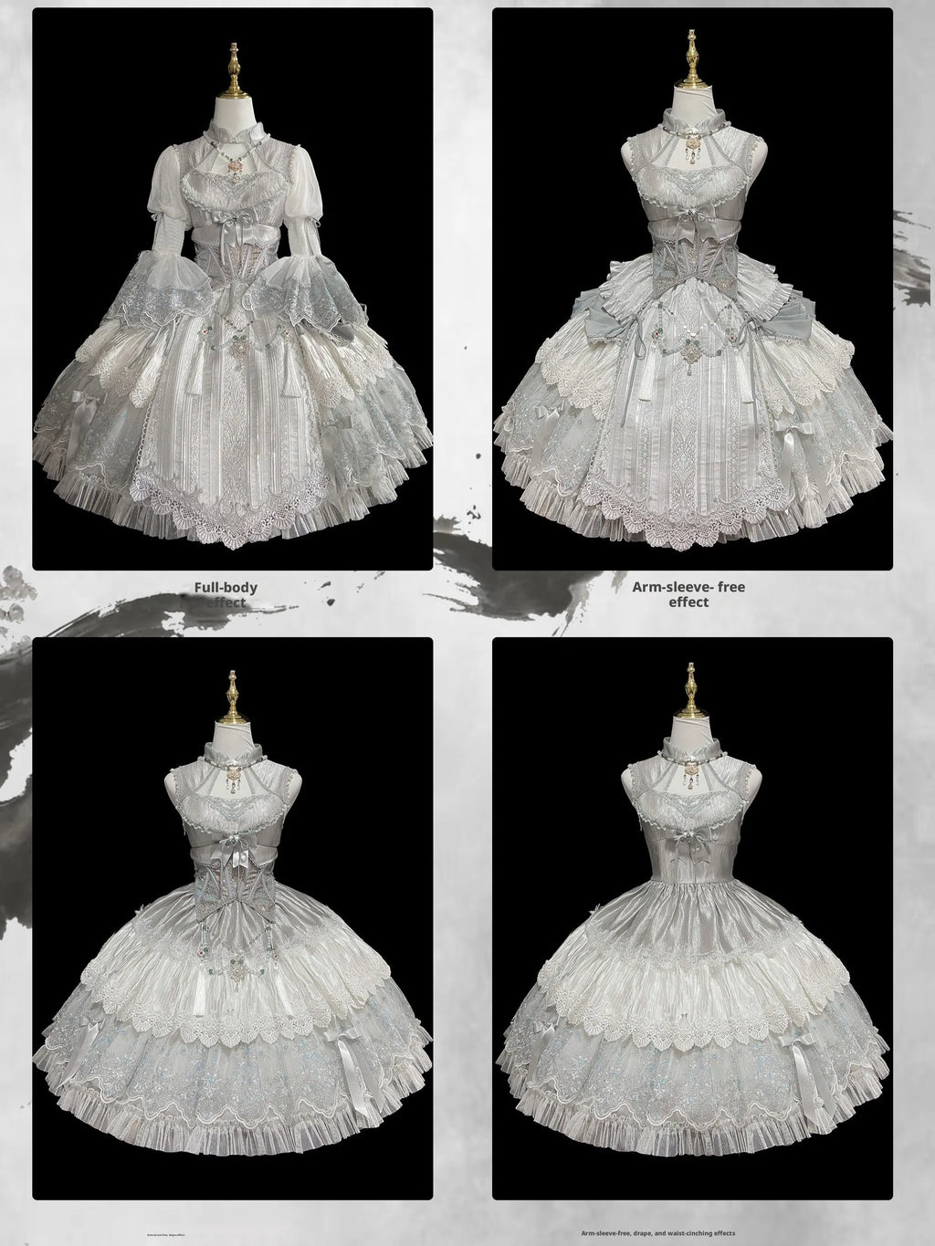 Candle Dragon Spirit - Fantasy White-Silver Lolita JSK Set - image 9