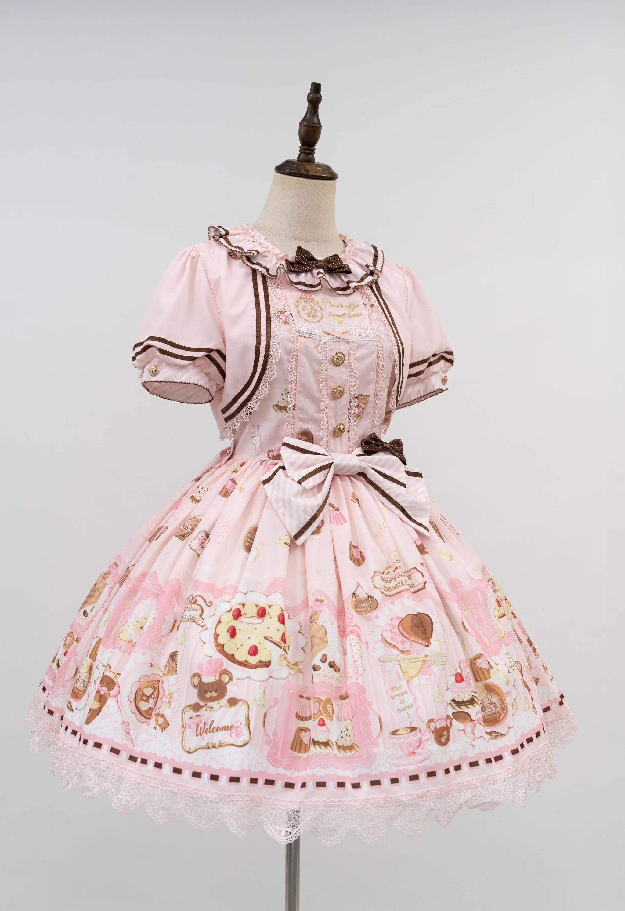 Dream Teahouse - Dessert Print Kawaii Lolita OP Dress Suit - image 43