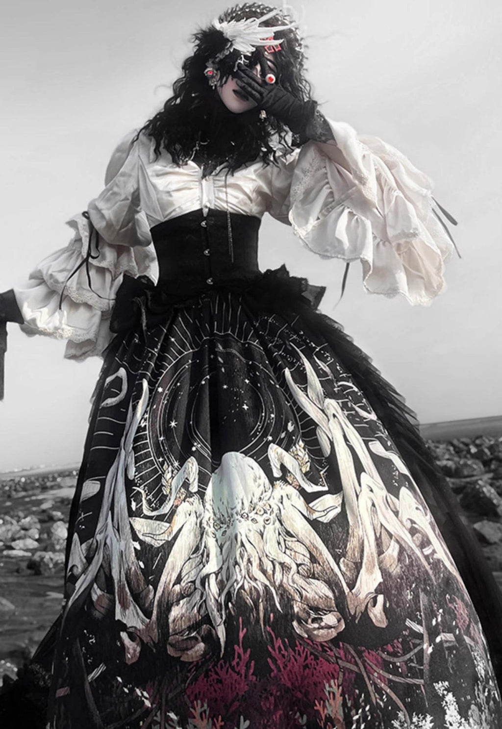 Reborn Ancient God Gothic Lolita Shirt and Skirt Set - image 2