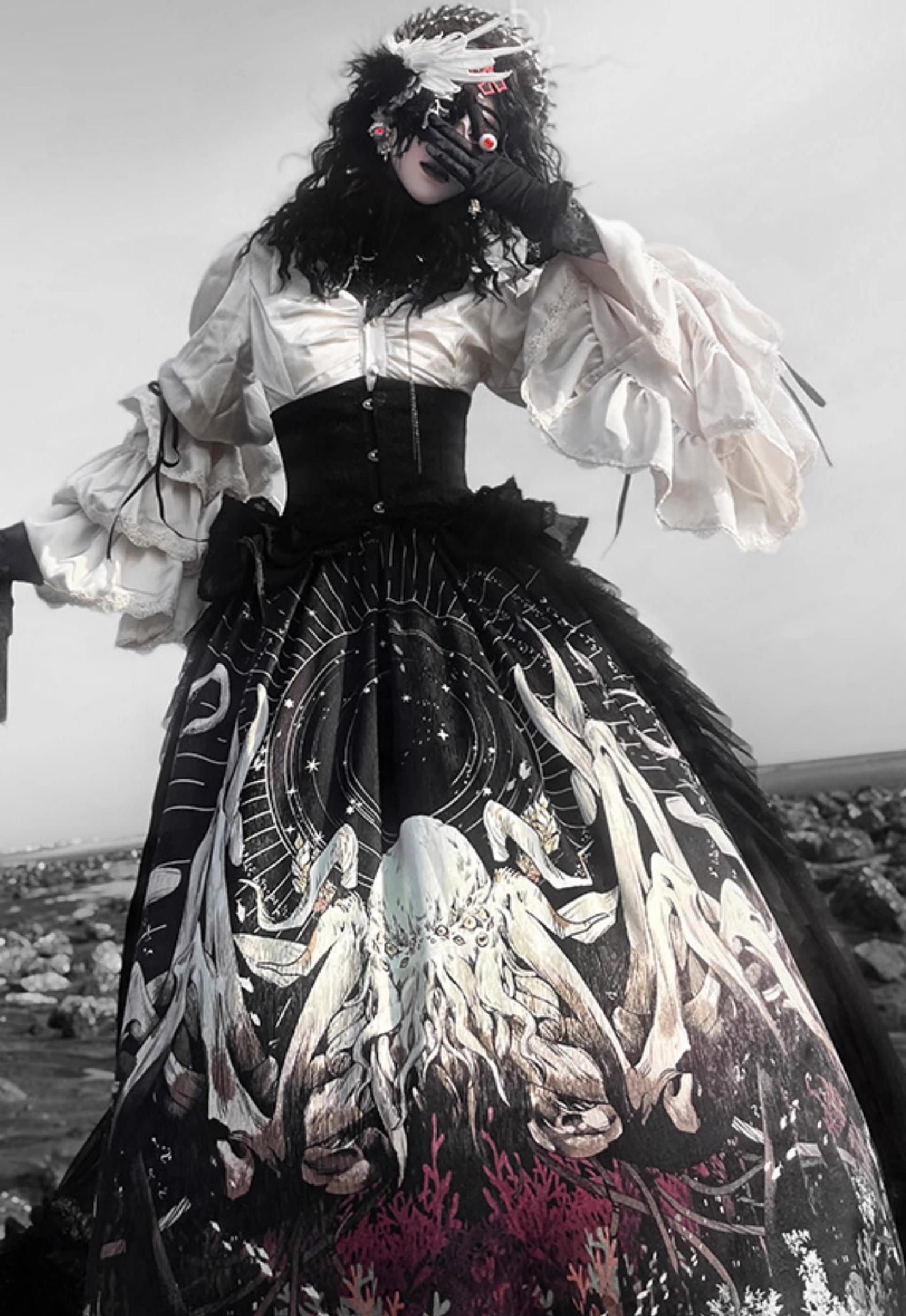 Reborn Ancient God Gothic Lolita Shirt and Skirt Set - image 2